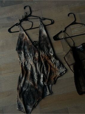 Vintage Brown and Black Satin Camisole